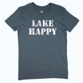 Lake Happy Short Sleeve Classic T-shirt Dark Slate Stencil Logo Design