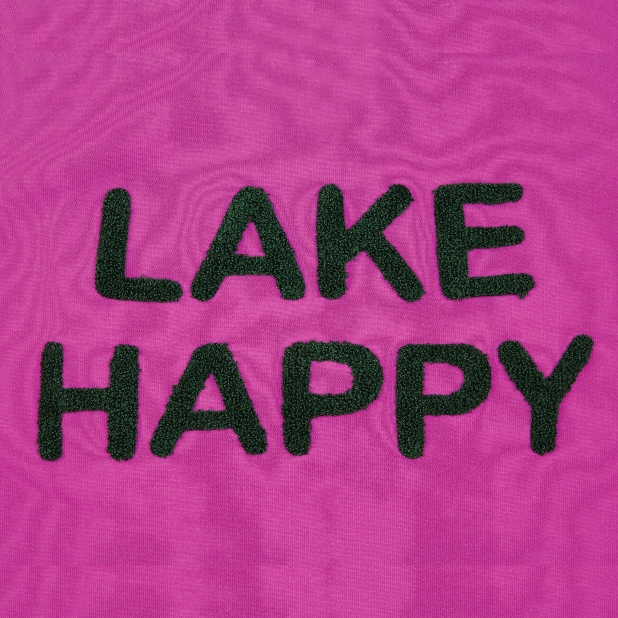 Lake Happy Crew Neck Sweatshirt Chenille Very Berry Logo Design
