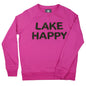 Lake Happy Crew Neck Sweatshirt Chenille Very Berry Logo Design