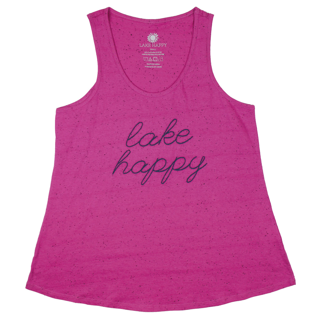 Lake Happy Classic Tank Top Very Berry Embroidered Script Logo