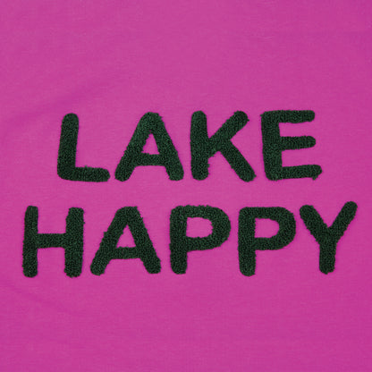 Lake Happy Hooded Sweatshirt Chenille Very Berry Embroidered