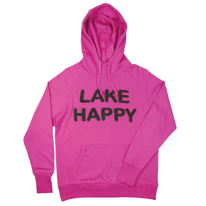 Lake Happy Hooded Sweatshirt Chenille Very Berry Embroidered
