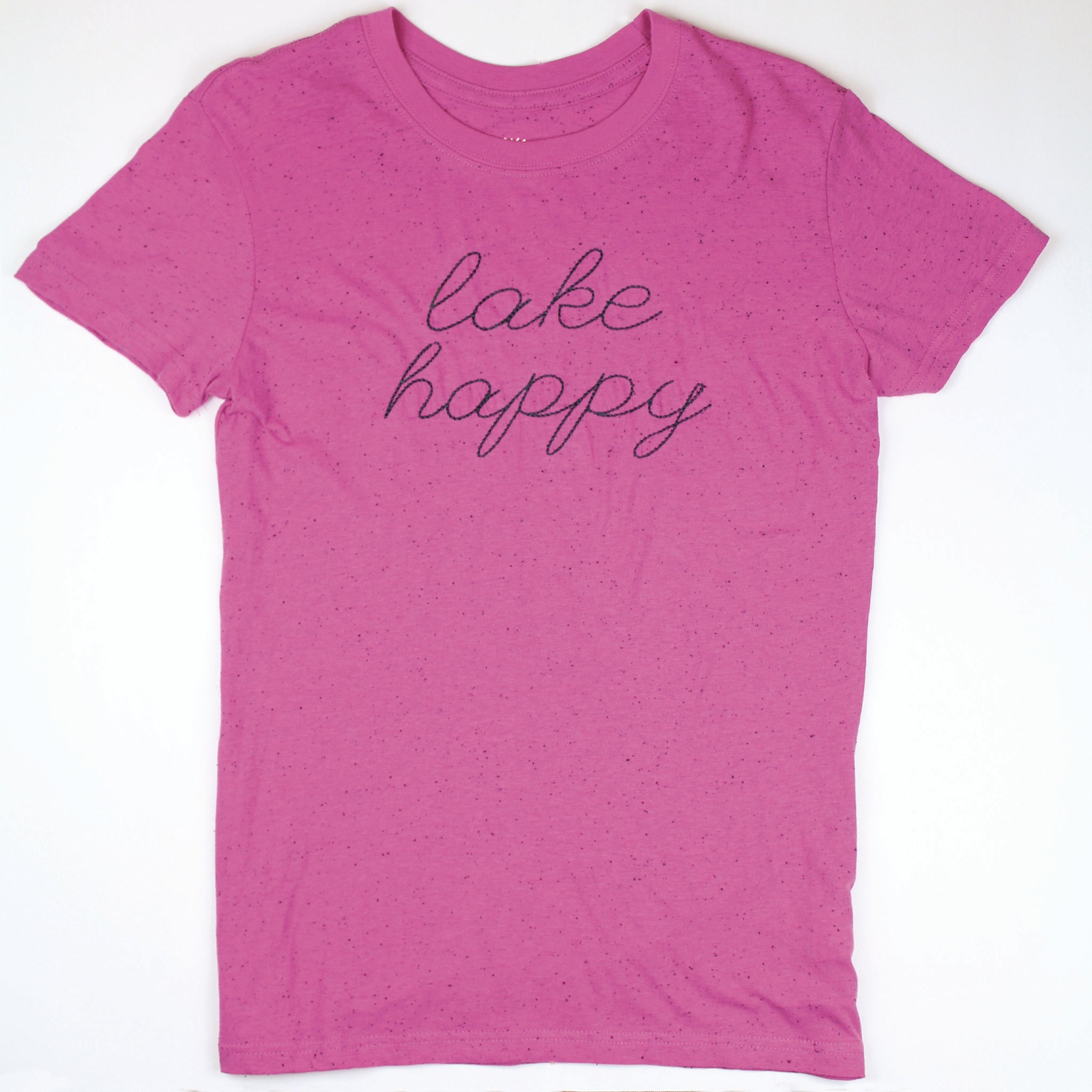 Lake Happy Short Sleeve Classic T-shirt Very Berry Script Logo Design