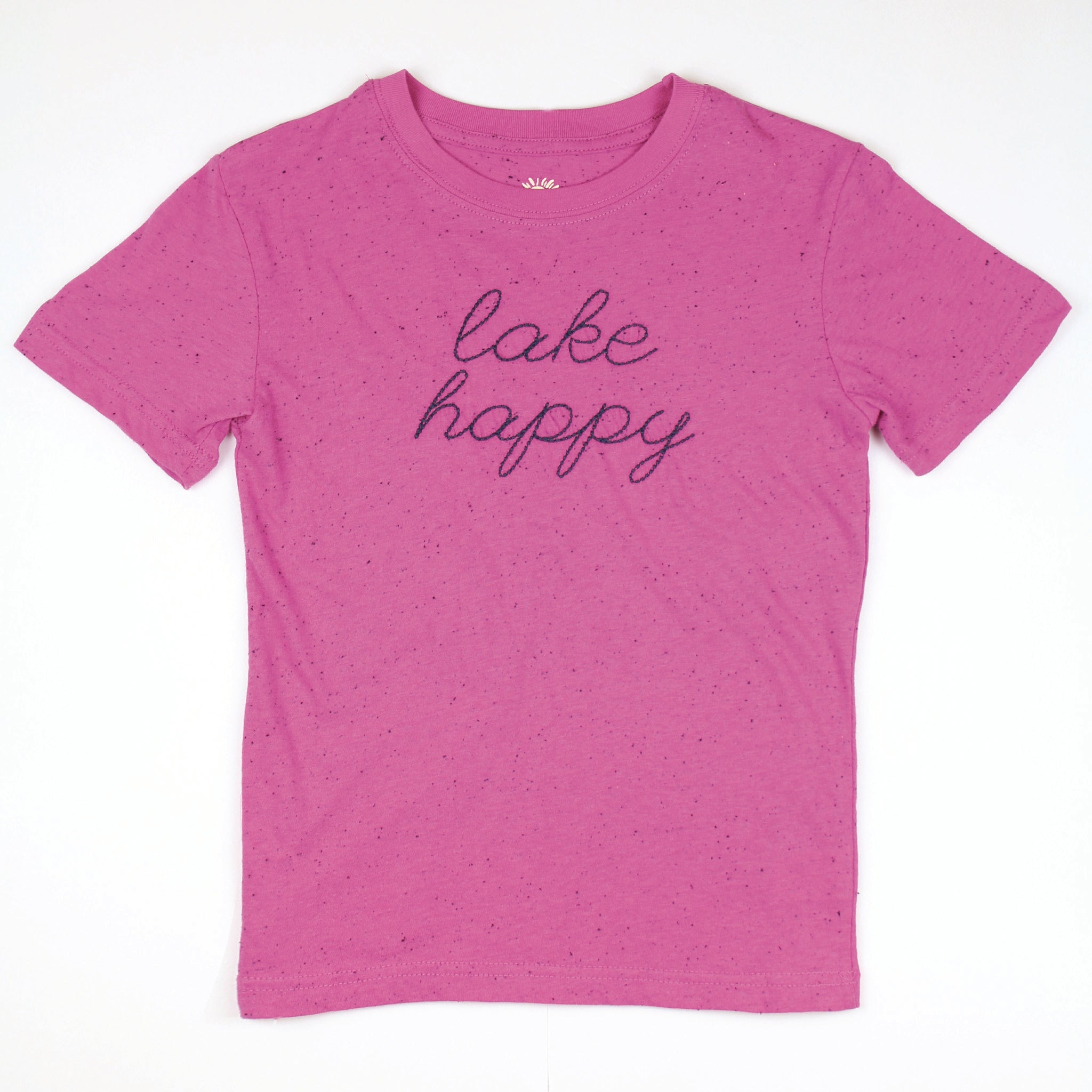 Lake Happy Youth Short Sleeve T-shirt Very Berry Script Logo Design