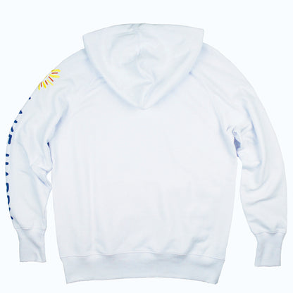 Lake Happy Sweatshirt White Happy Sun Logo Arm Printing Design