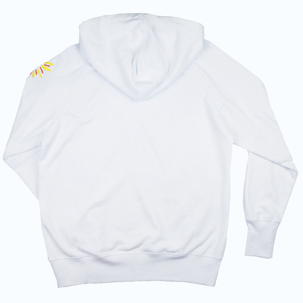 Lake Happy Sweatshirt White Happy Sun Logo Arm Printing Design