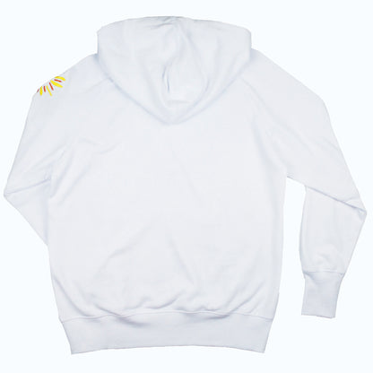 Lake Happy Sweatshirt White Happy Sun Logo Arm Printing Design