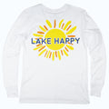 Lake Happy Long Sleeve T-shirt White Back Sun Logo Design