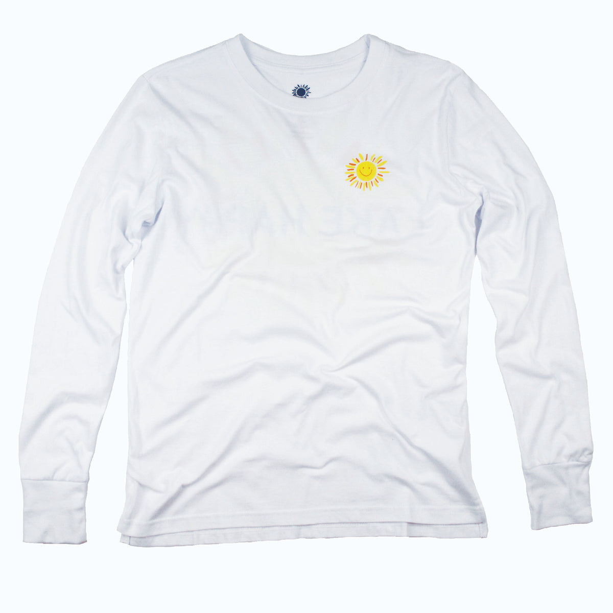 Lake Happy Long Sleeve T-shirt White Back Sun Logo Design