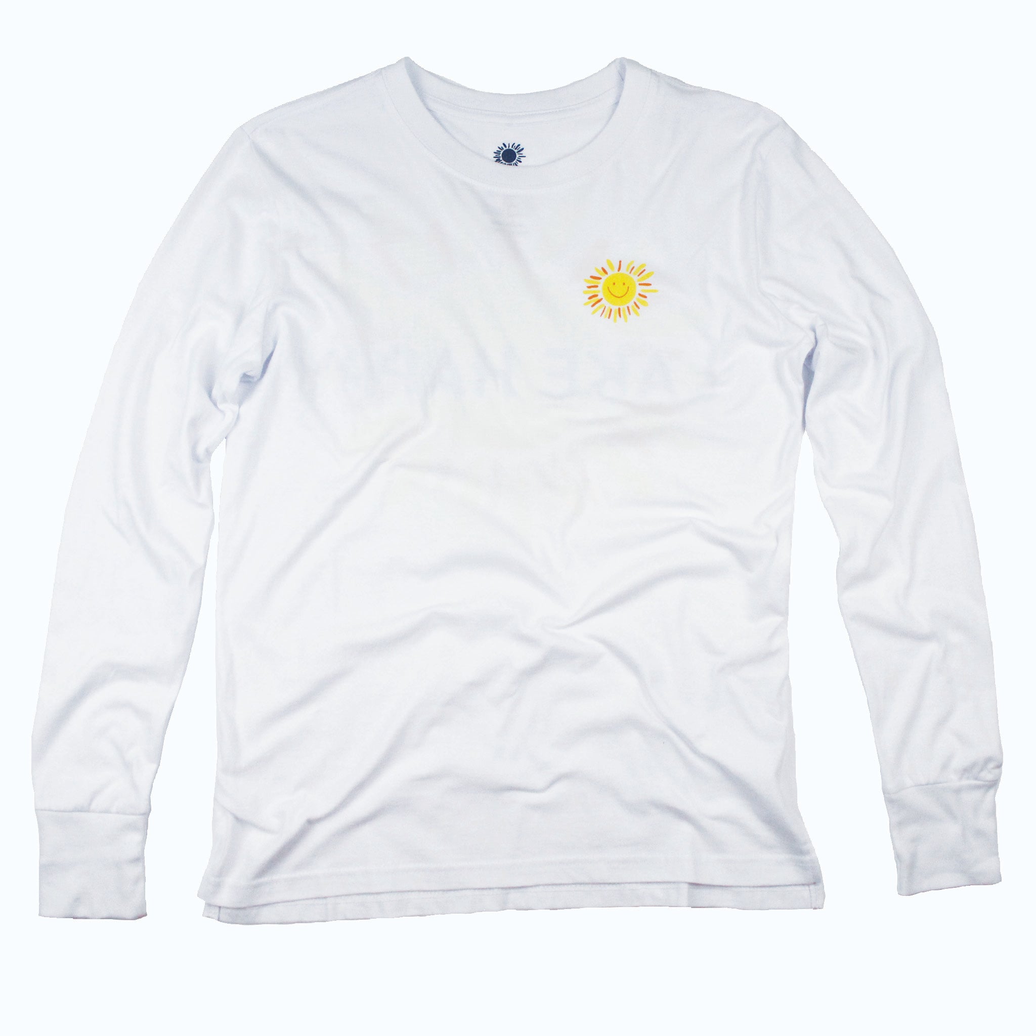 Lake Happy Long Sleeve T-shirt White Back Sun Logo Design