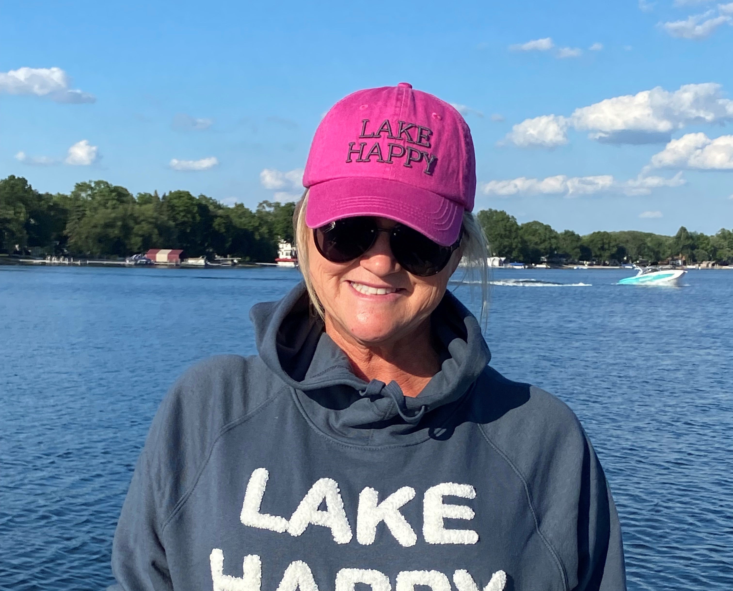 Lake Happy Logo Cap Very Berry Embroidered Logo Design